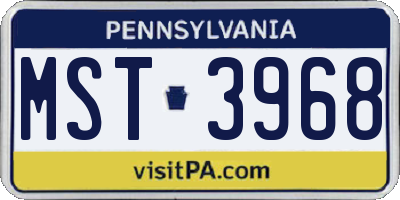 PA license plate MST3968