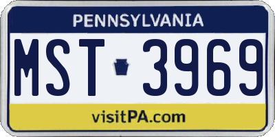 PA license plate MST3969