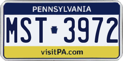 PA license plate MST3972