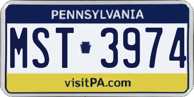 PA license plate MST3974