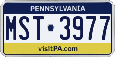 PA license plate MST3977
