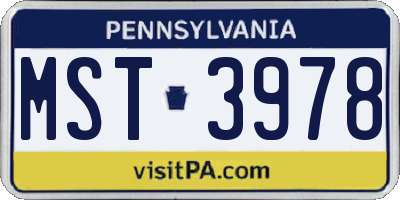 PA license plate MST3978