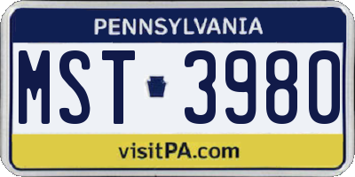 PA license plate MST3980