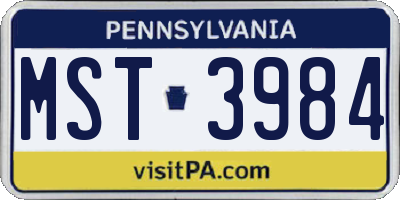 PA license plate MST3984
