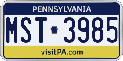 PA license plate MST3985