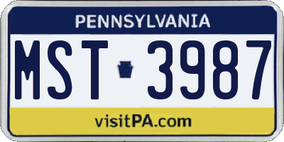 PA license plate MST3987