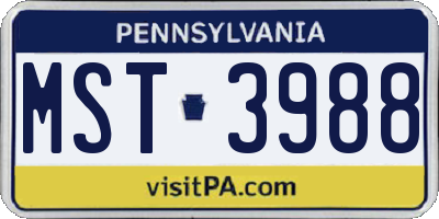 PA license plate MST3988