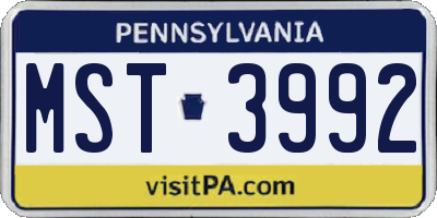 PA license plate MST3992