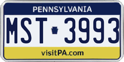 PA license plate MST3993