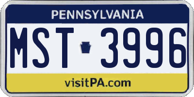 PA license plate MST3996