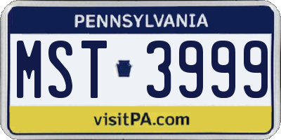 PA license plate MST3999