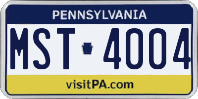 PA license plate MST4004