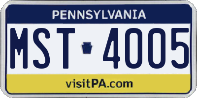 PA license plate MST4005