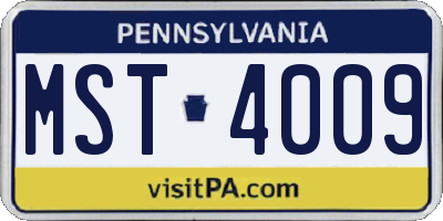PA license plate MST4009