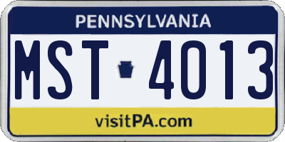PA license plate MST4013