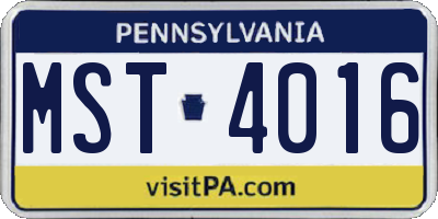 PA license plate MST4016