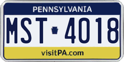 PA license plate MST4018