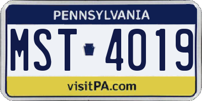 PA license plate MST4019