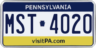 PA license plate MST4020