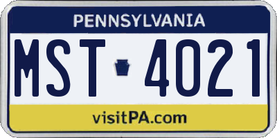 PA license plate MST4021