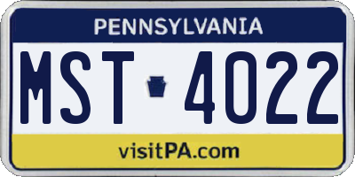 PA license plate MST4022