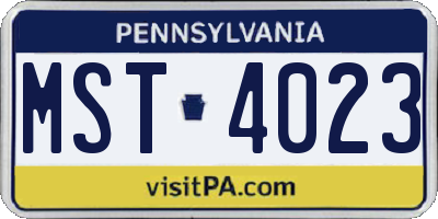 PA license plate MST4023