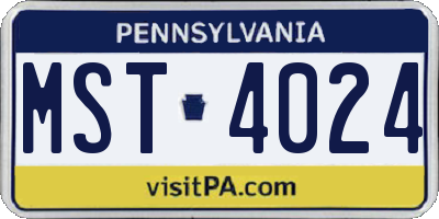 PA license plate MST4024