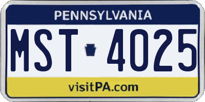 PA license plate MST4025