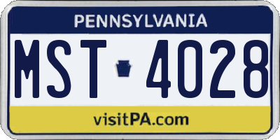 PA license plate MST4028