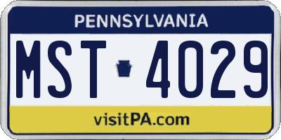 PA license plate MST4029