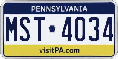PA license plate MST4034
