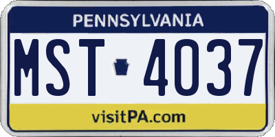 PA license plate MST4037