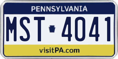 PA license plate MST4041