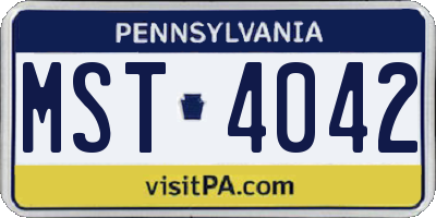 PA license plate MST4042