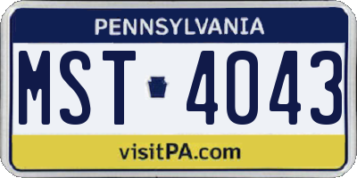 PA license plate MST4043