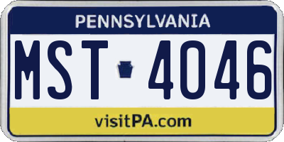 PA license plate MST4046