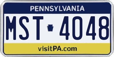PA license plate MST4048