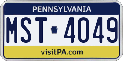 PA license plate MST4049