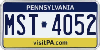 PA license plate MST4052