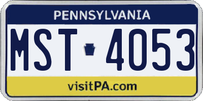 PA license plate MST4053