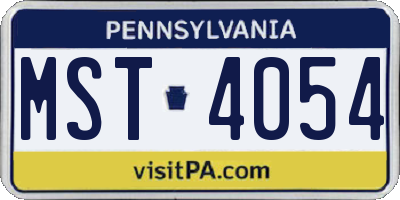 PA license plate MST4054
