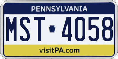 PA license plate MST4058