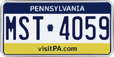 PA license plate MST4059