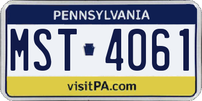 PA license plate MST4061