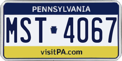 PA license plate MST4067