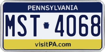 PA license plate MST4068