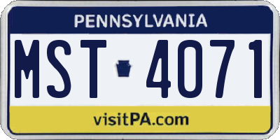 PA license plate MST4071