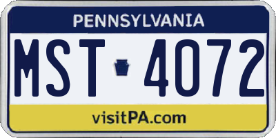 PA license plate MST4072