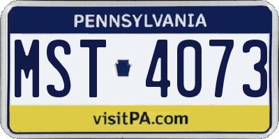PA license plate MST4073