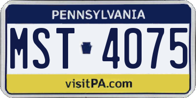 PA license plate MST4075